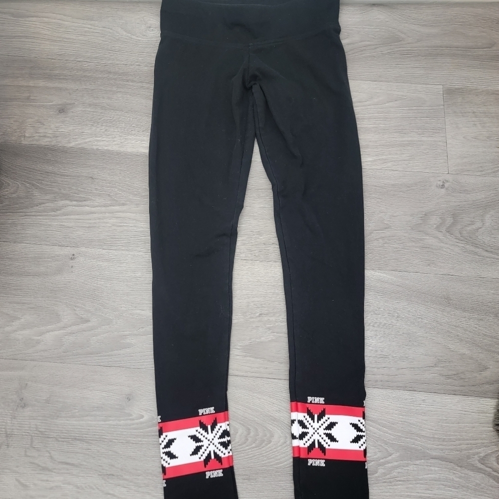 PINK by Victoria Secret Black Yoga Leggings XS Holidays Design Winter Activewear